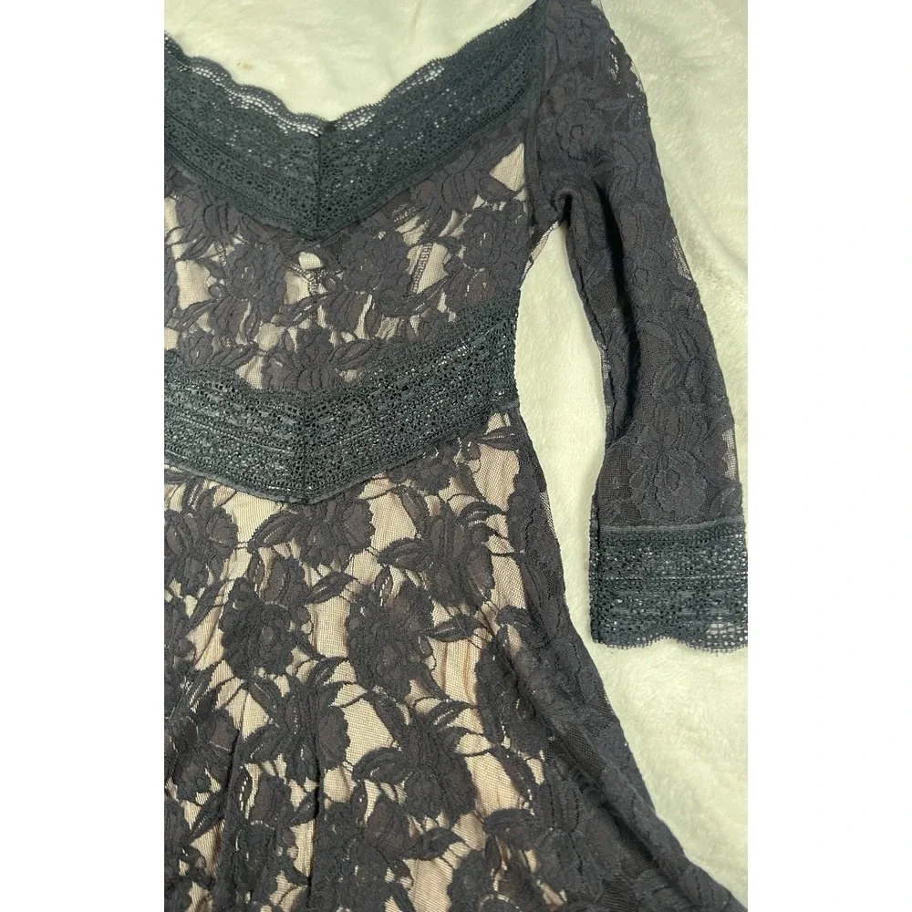 Free People‎ Lacey Affair Lace Cutout Mini Dress in Black Size XS RETAIL $168